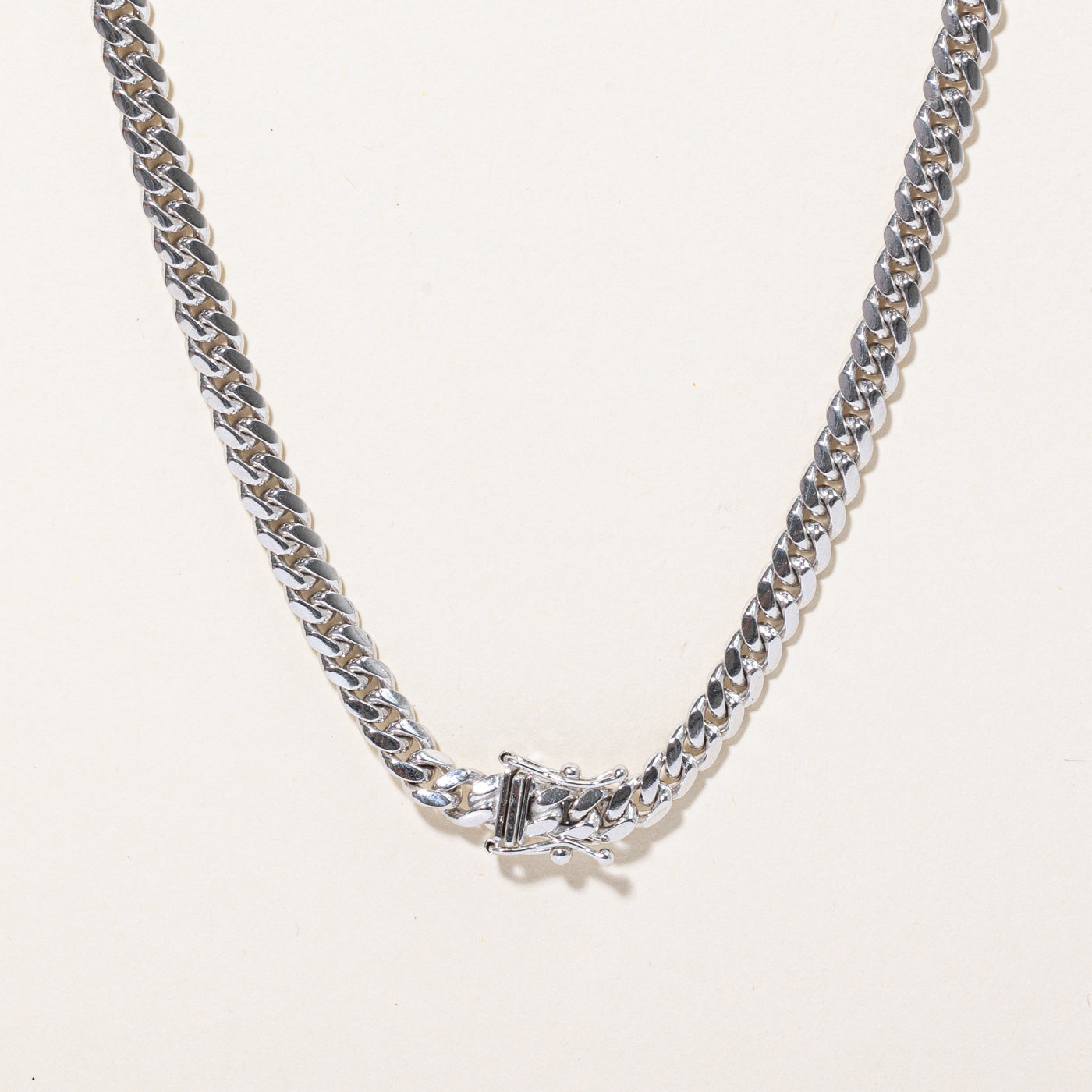 Chaîne à maillons gourmette en or blanc 14 carats | 22 pouces | 