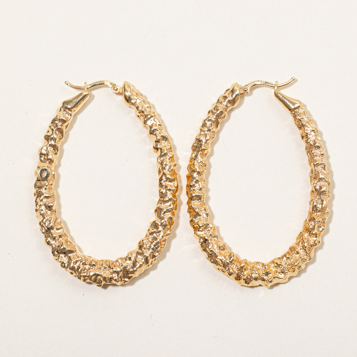 Large 18k Yellow Gold Oval Hoop Earrings