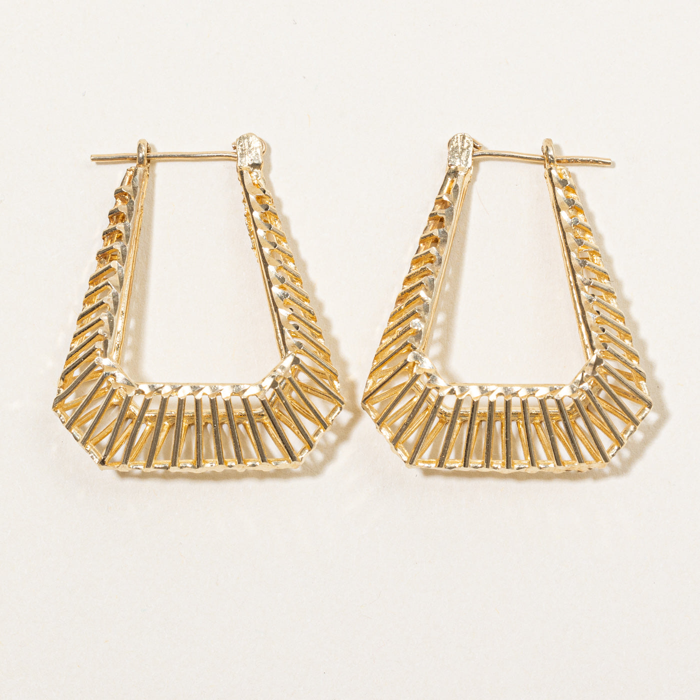 10k Yellow Gold Cage Hoop Earrings