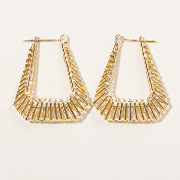 10k Yellow Gold Cage Hoop Earrings