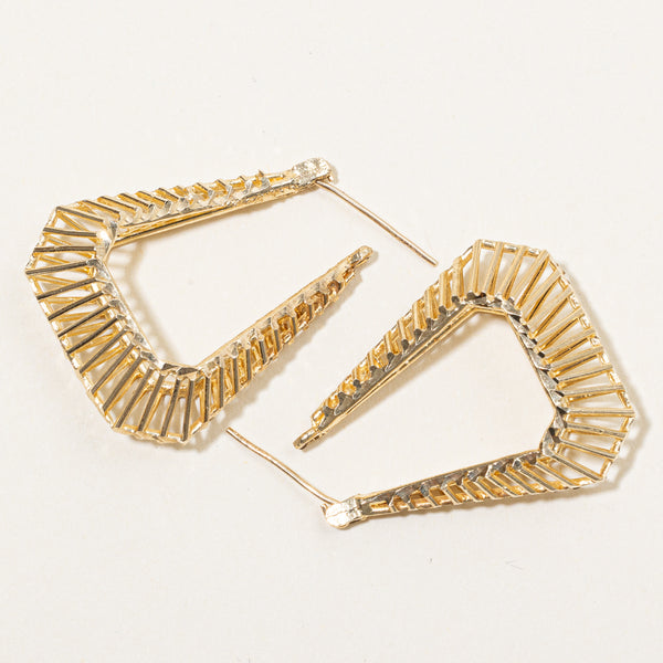 10k Yellow Gold Cage Hoop Earrings