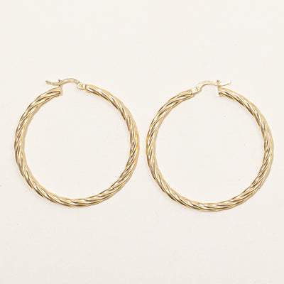 Large 14k Yellow Gold Hoop Earrings