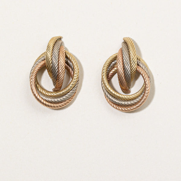 14k Tri Tone Gold Knot Earrings