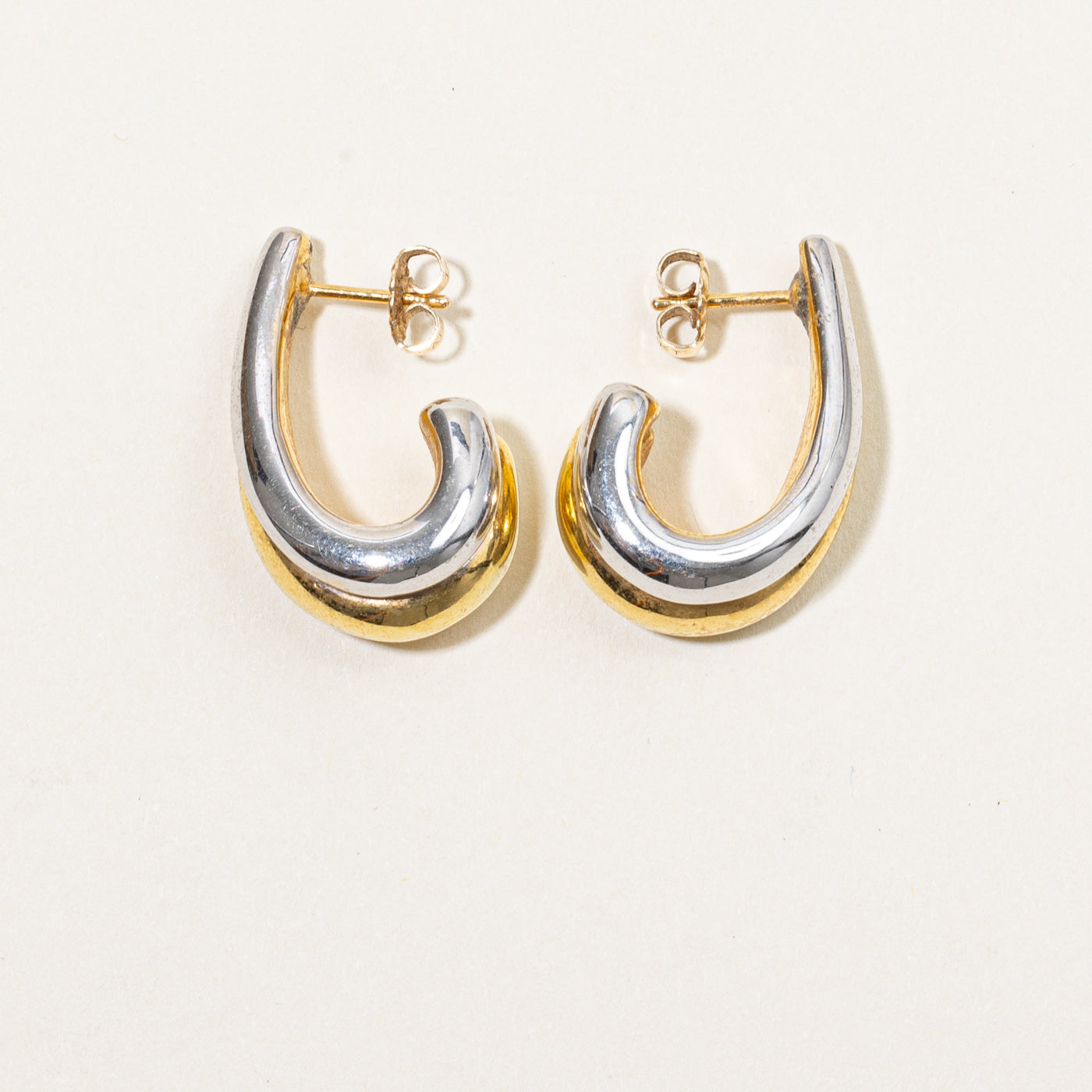 14k Two Tone Gold Earrings