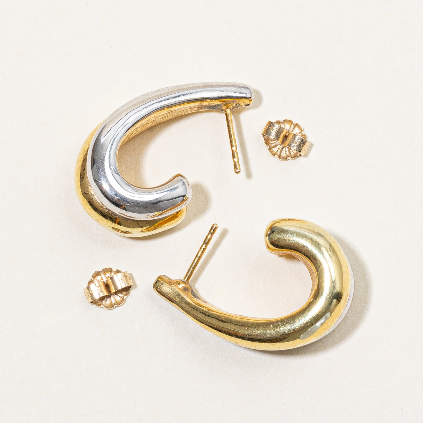 14k Two Tone Gold Earrings