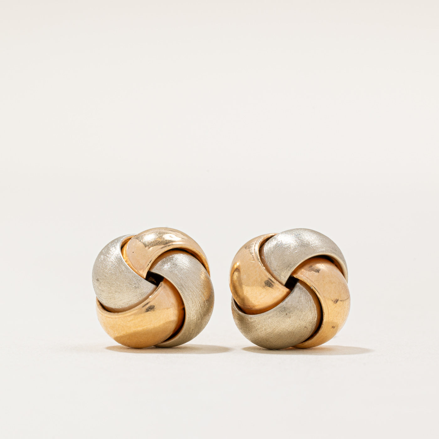 19k Two Tone Gold Knot Earrings