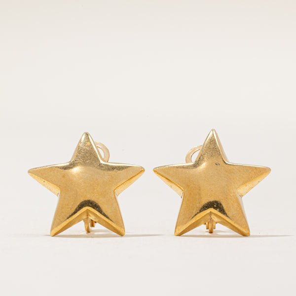 18k Yellow Gold Star Earrings