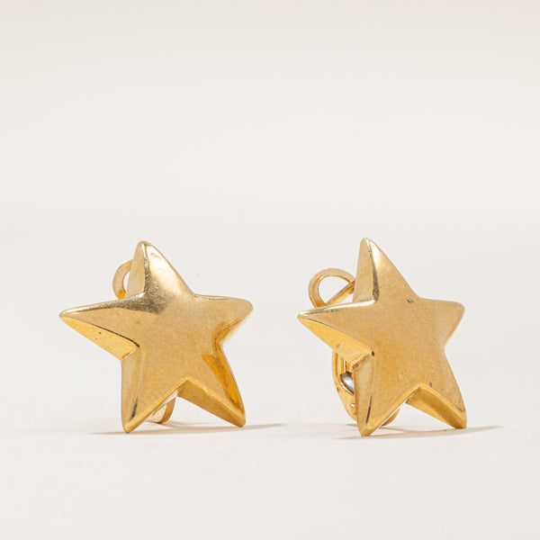 18k Yellow Gold Star Earrings