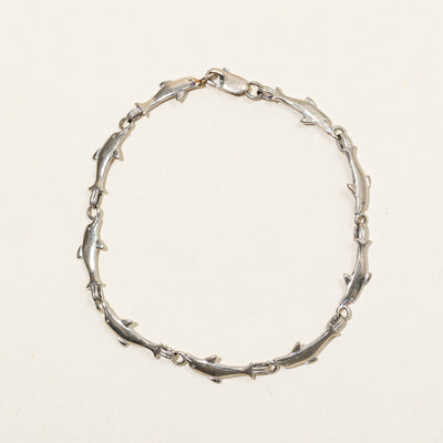 10k White Gold Dolphin Link Bracelet | 7.25