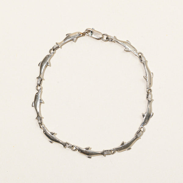 10k White Gold Dolphin Link Bracelet | 7.25