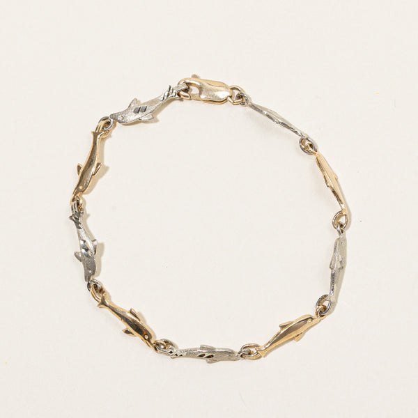 10k Two Tone Gold Dolphin Bracelet | 7