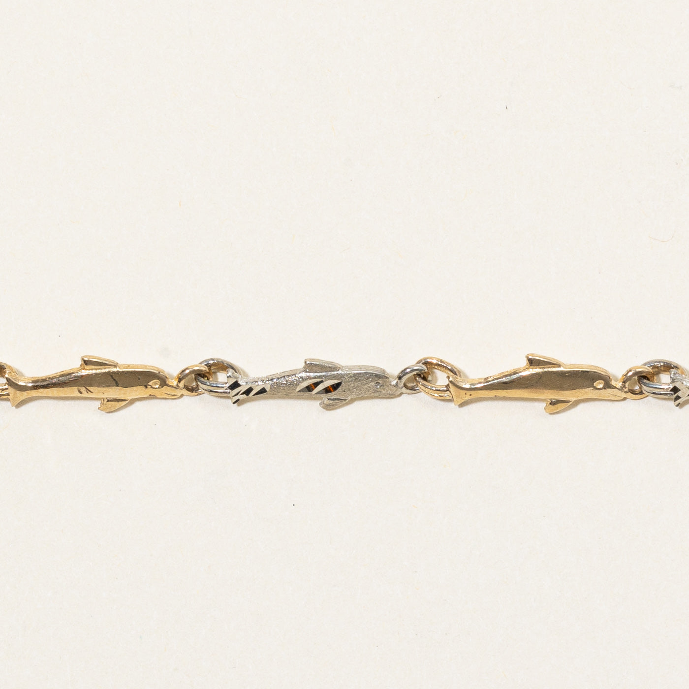 10k Two Tone Gold Dolphin Bracelet | 7