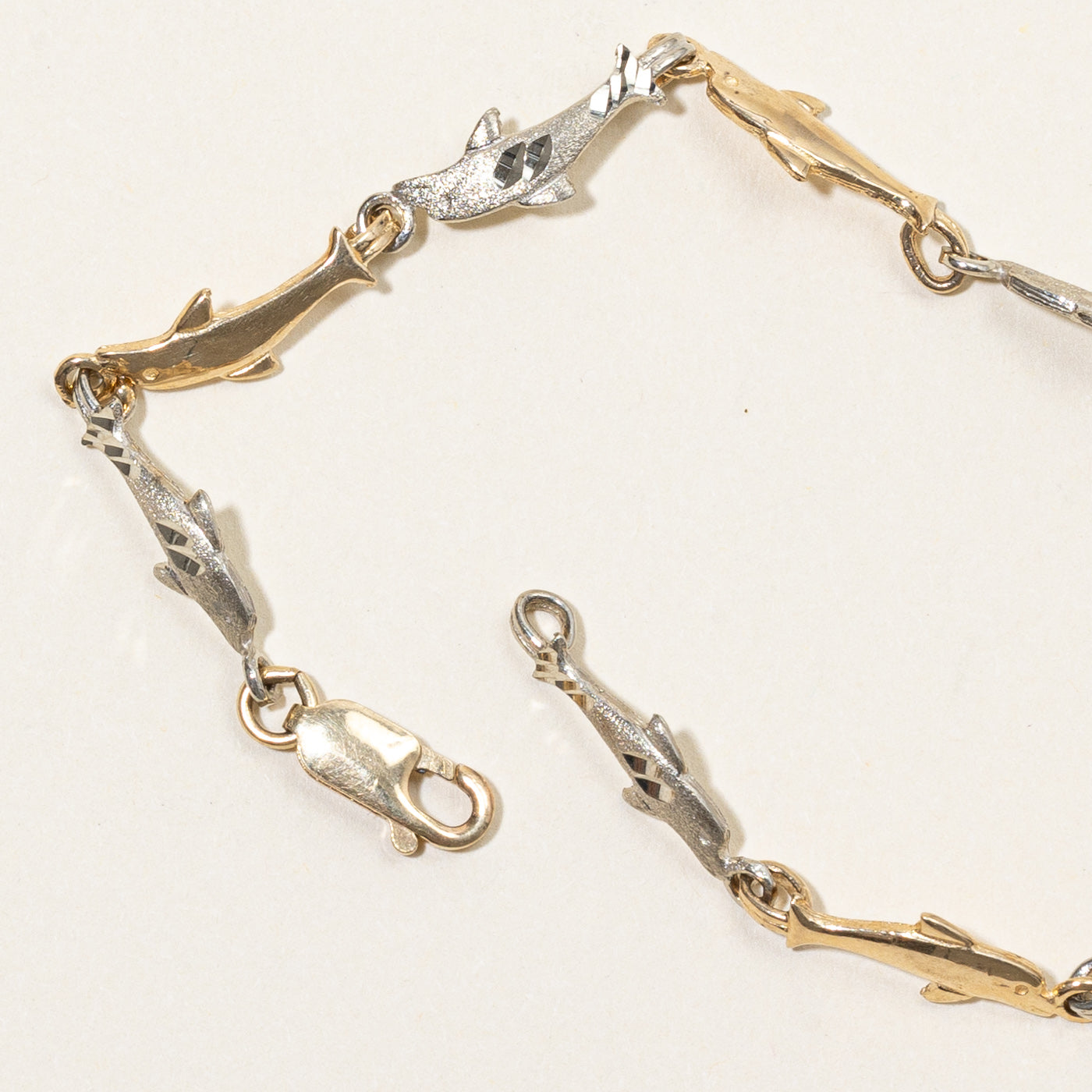 10k Two Tone Gold Dolphin Bracelet | 7