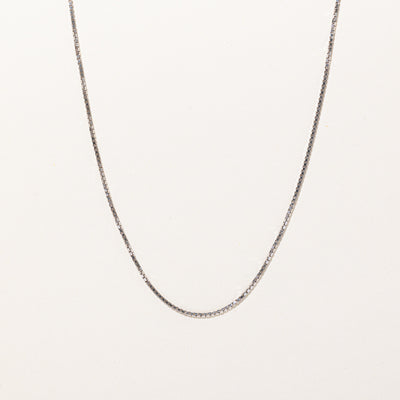 10k White Gold Box Link Chain | 26