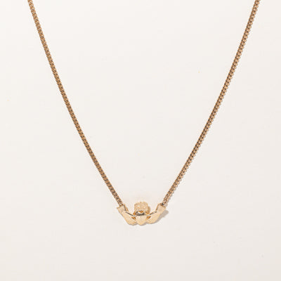 14k Yellow Gold Claddagh Pendant Necklace | 24