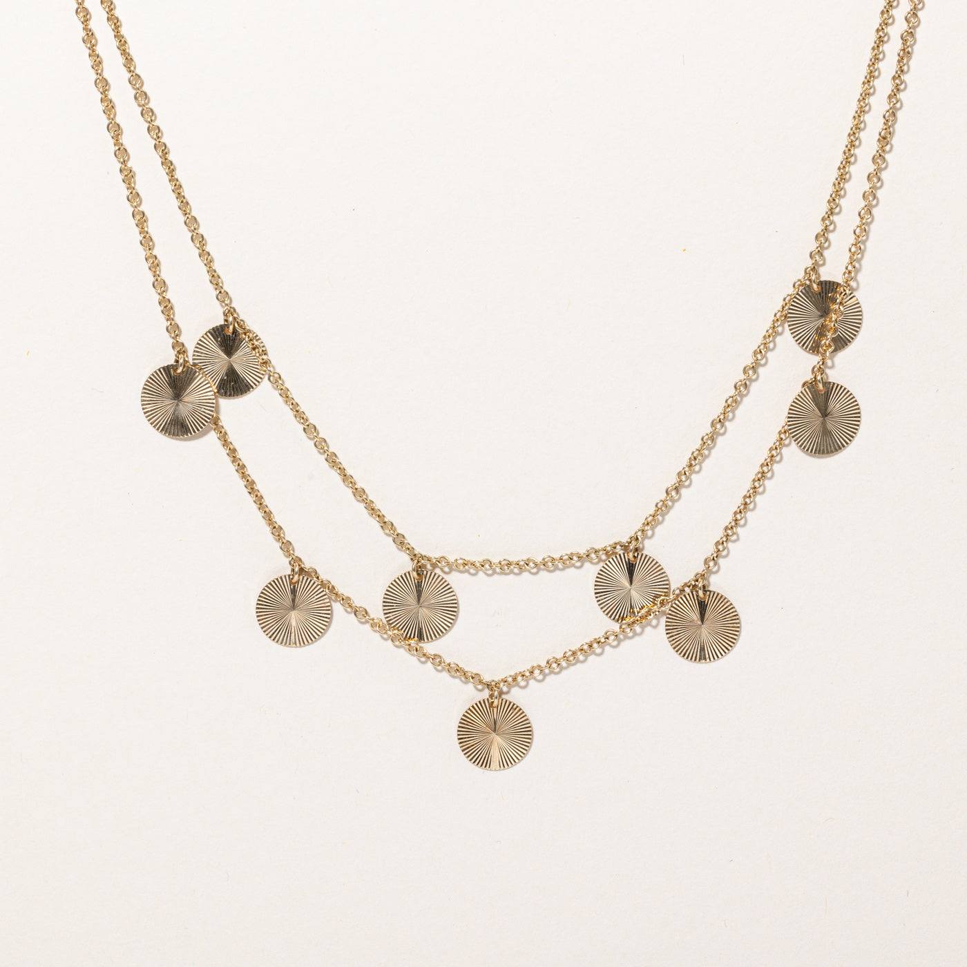14k Yellow Gold Tiered Medallion Necklace | 16" |