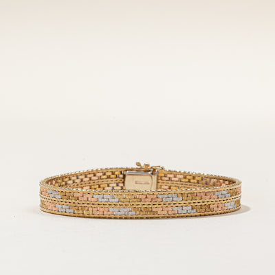 14k Tri Tone Gold Bracelet | 7