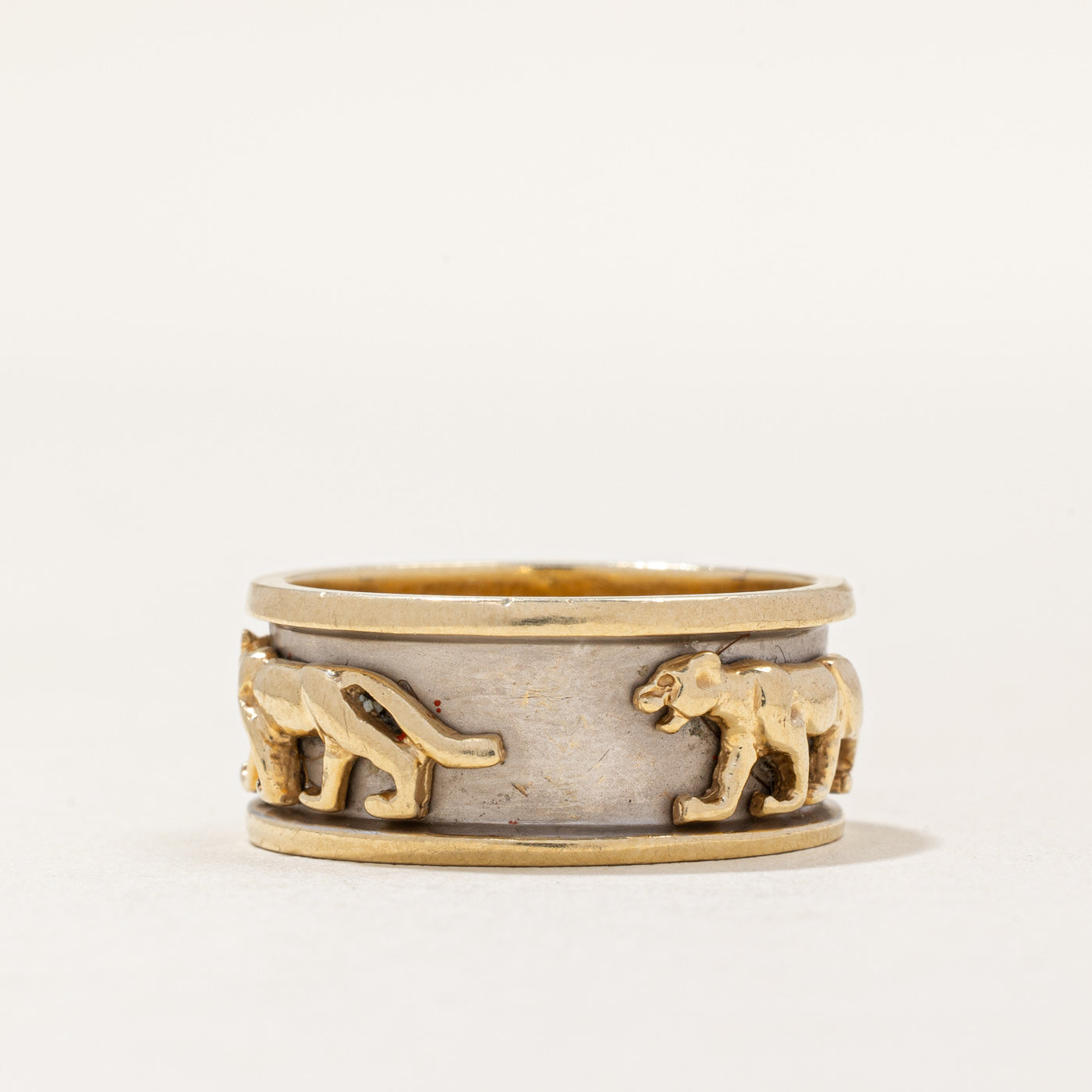 Bague panthère en or bicolore 14 carats | Taille 8,5 | 
