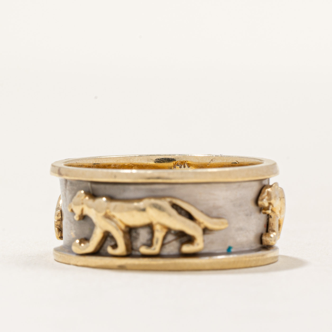 Bague panthère en or bicolore 14 carats | Taille 8,5 | 