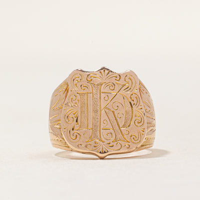 Vintage Hand Carved 14k Yellow Gold 'I.K.D.' Initial Ring | SZ 5.75 |