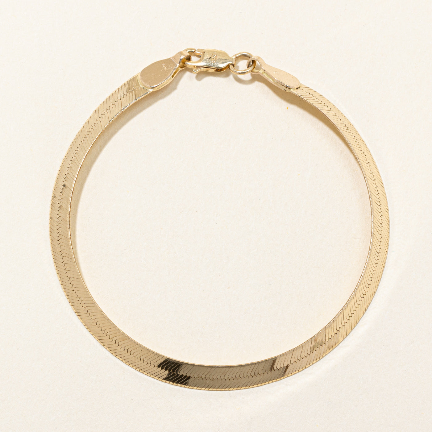 14k Yellow Gold Herringbone Bracelet | 7" |