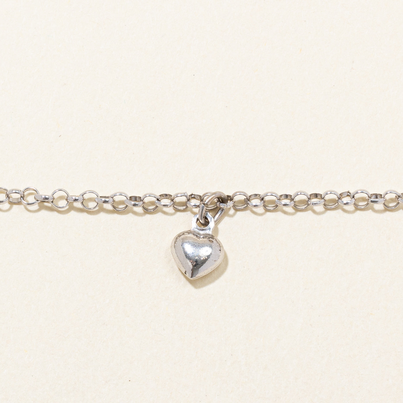 Italian 18k White Gold Dolphin & Heart Charm Bracelet | 9.25" |