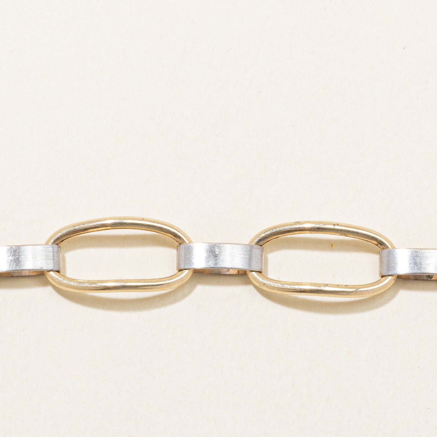 Bracelet bicolore en or 10 carats | 7,5 pouces | 