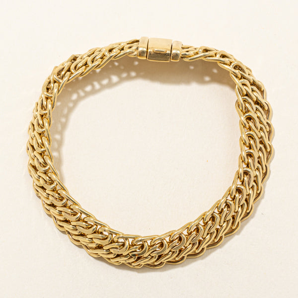 Italian 18k Yellow Gold Triple Curb Chain Bracelet | 7.5