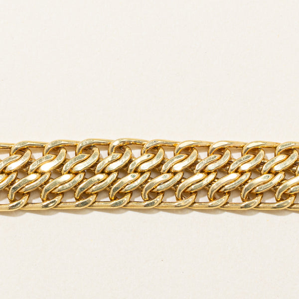 Italian 18k Yellow Gold Triple Curb Chain Bracelet | 7.5