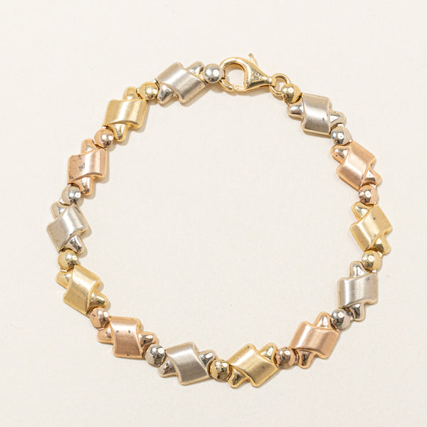 18k Tri Tone Gold Bracelet | 7.5