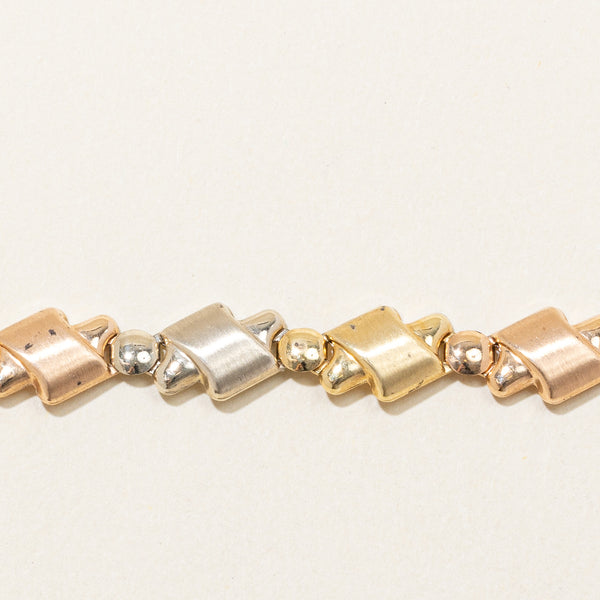 18k Tri Tone Gold Bracelet | 7.5