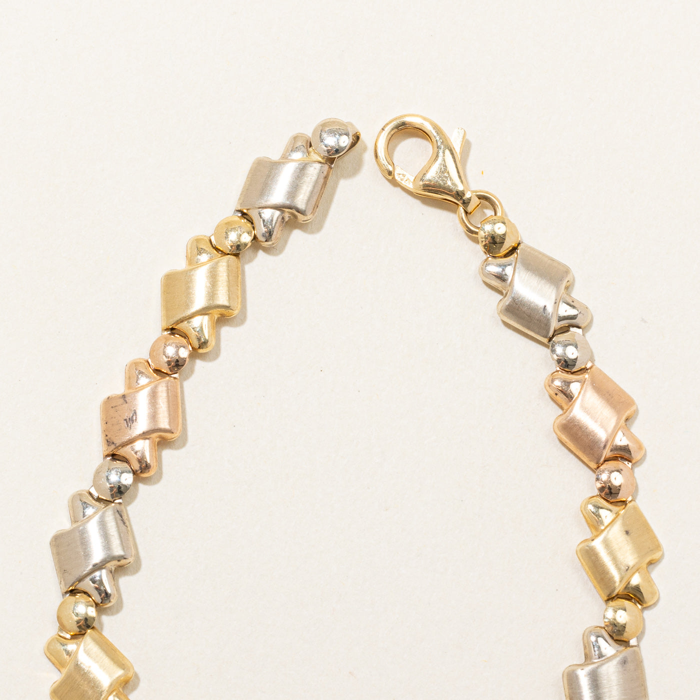 18k Tri Tone Gold Bracelet | 7.5