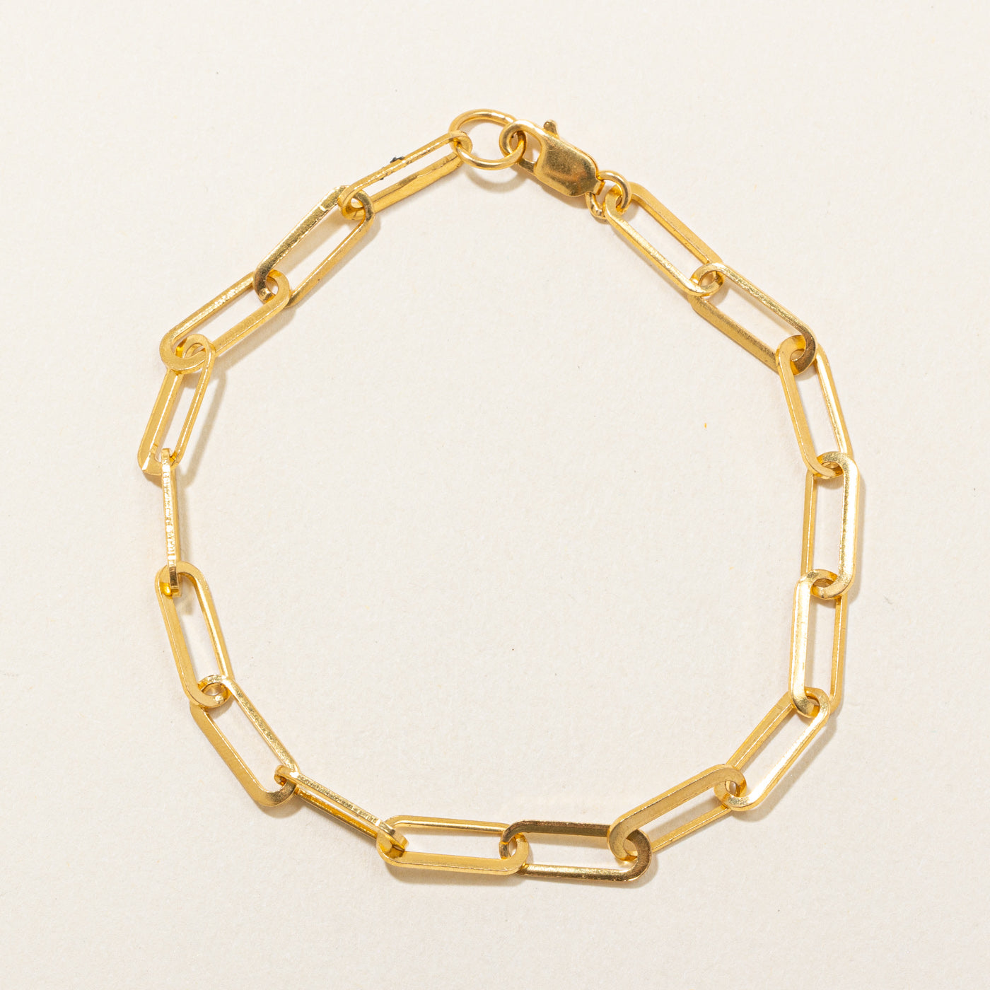 22k Yellow Gold Paperclip Bracelet | 7.5