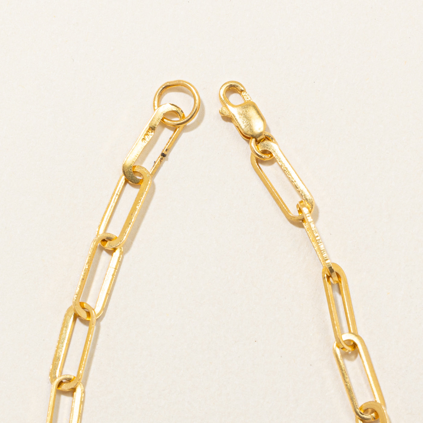 22k Yellow Gold Paperclip Bracelet | 7.5