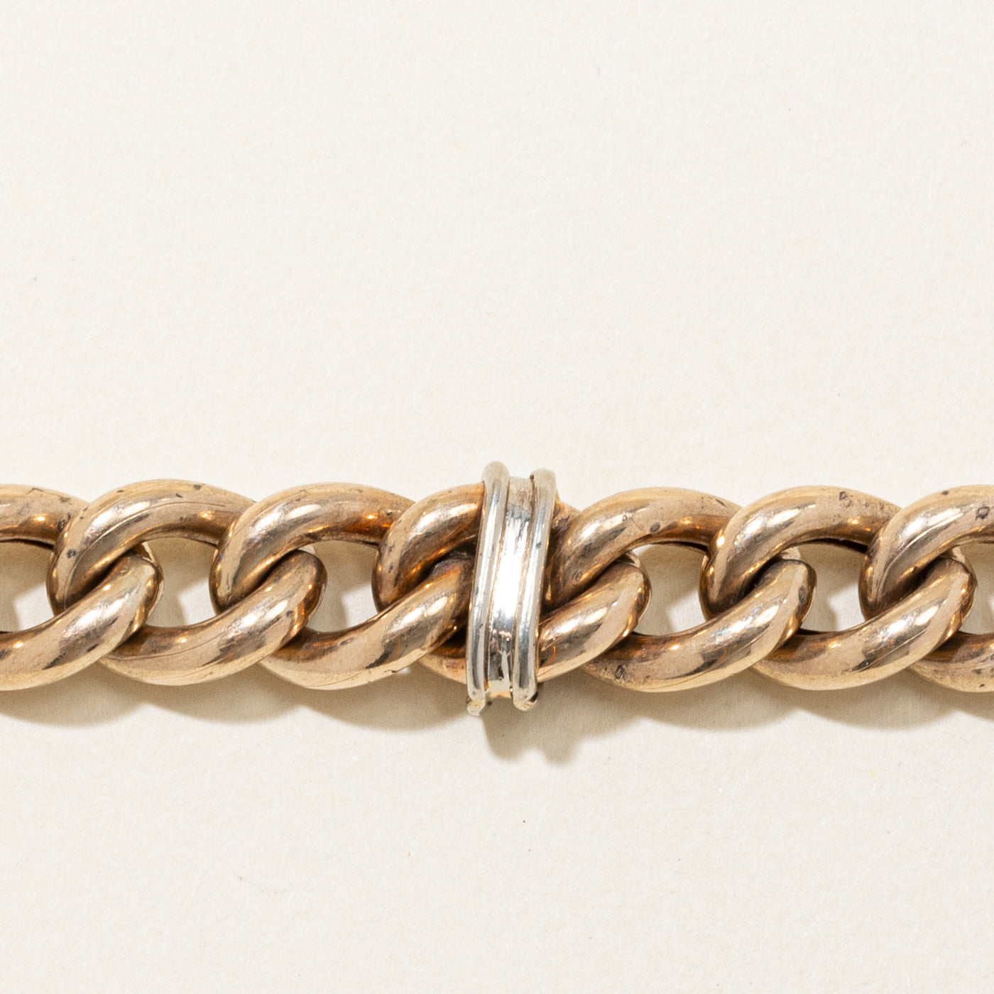 9k Two Tone Gold Toggle Clasp Bracelet | 8" |