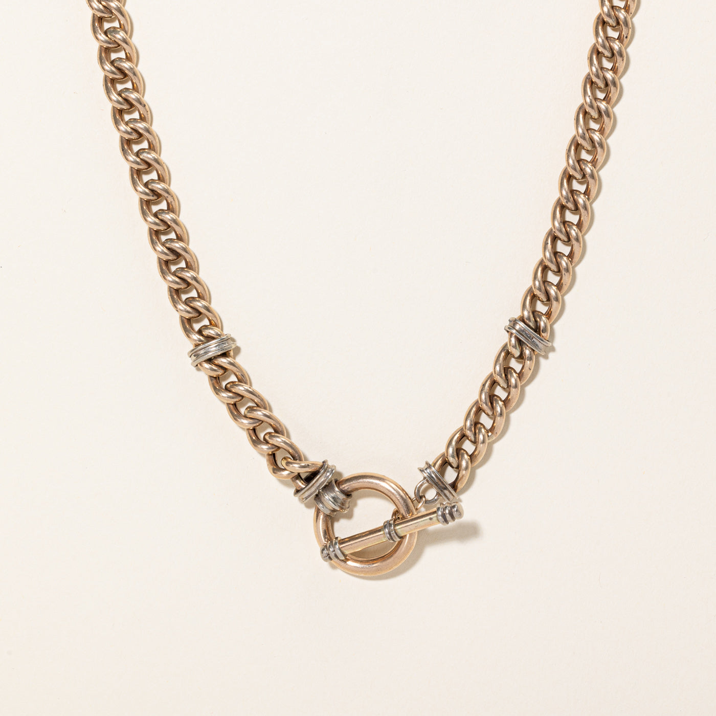 9k Two Tone Gold Toggle Clasp Necklace | 17" |