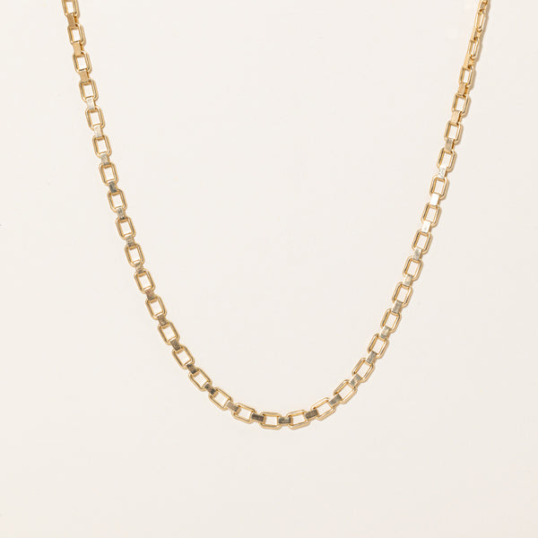 18k Yellow Gold Rectangle Link Necklace | 18