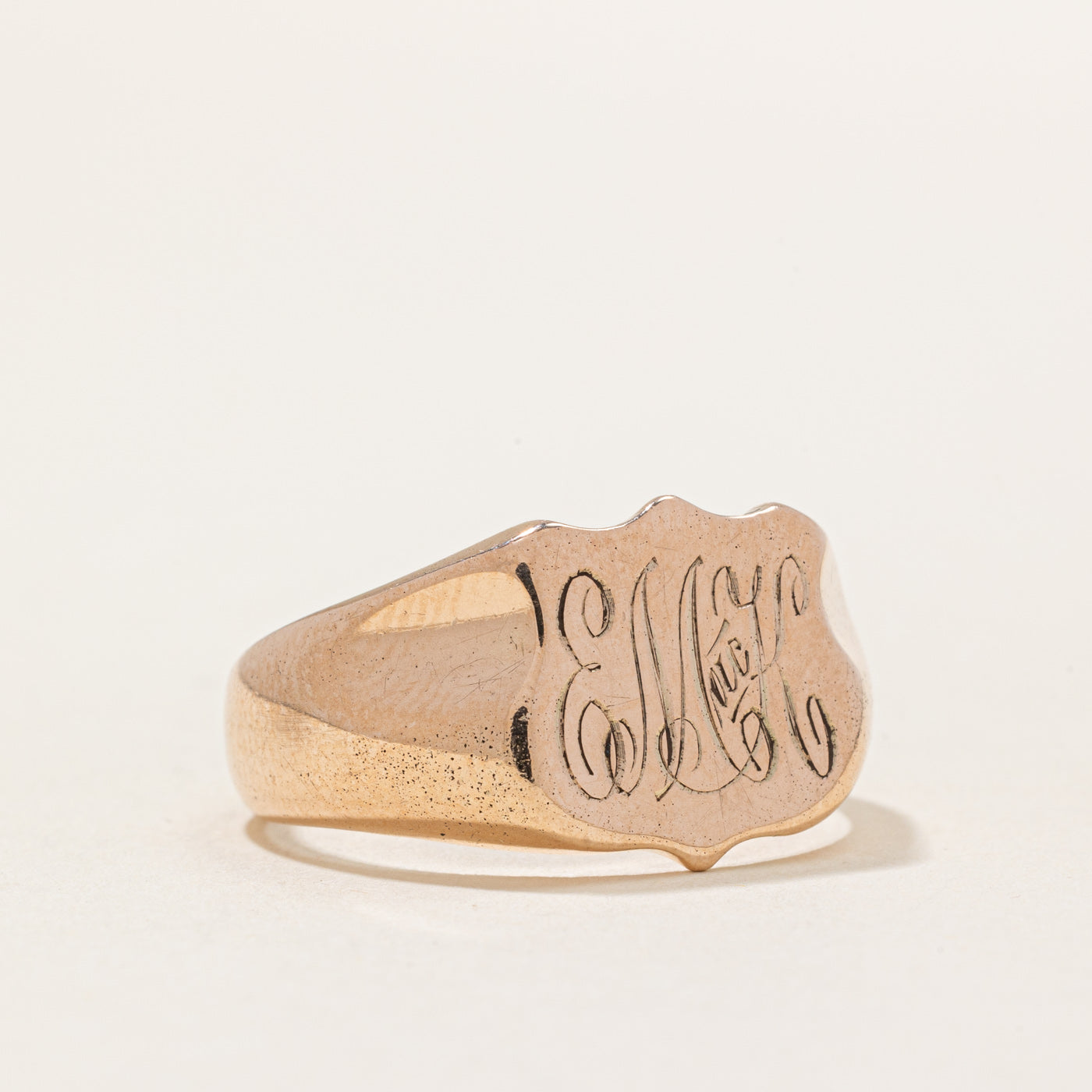 15k Yellow Gold 'EMK' Signet Ring | SZ 9.25 |