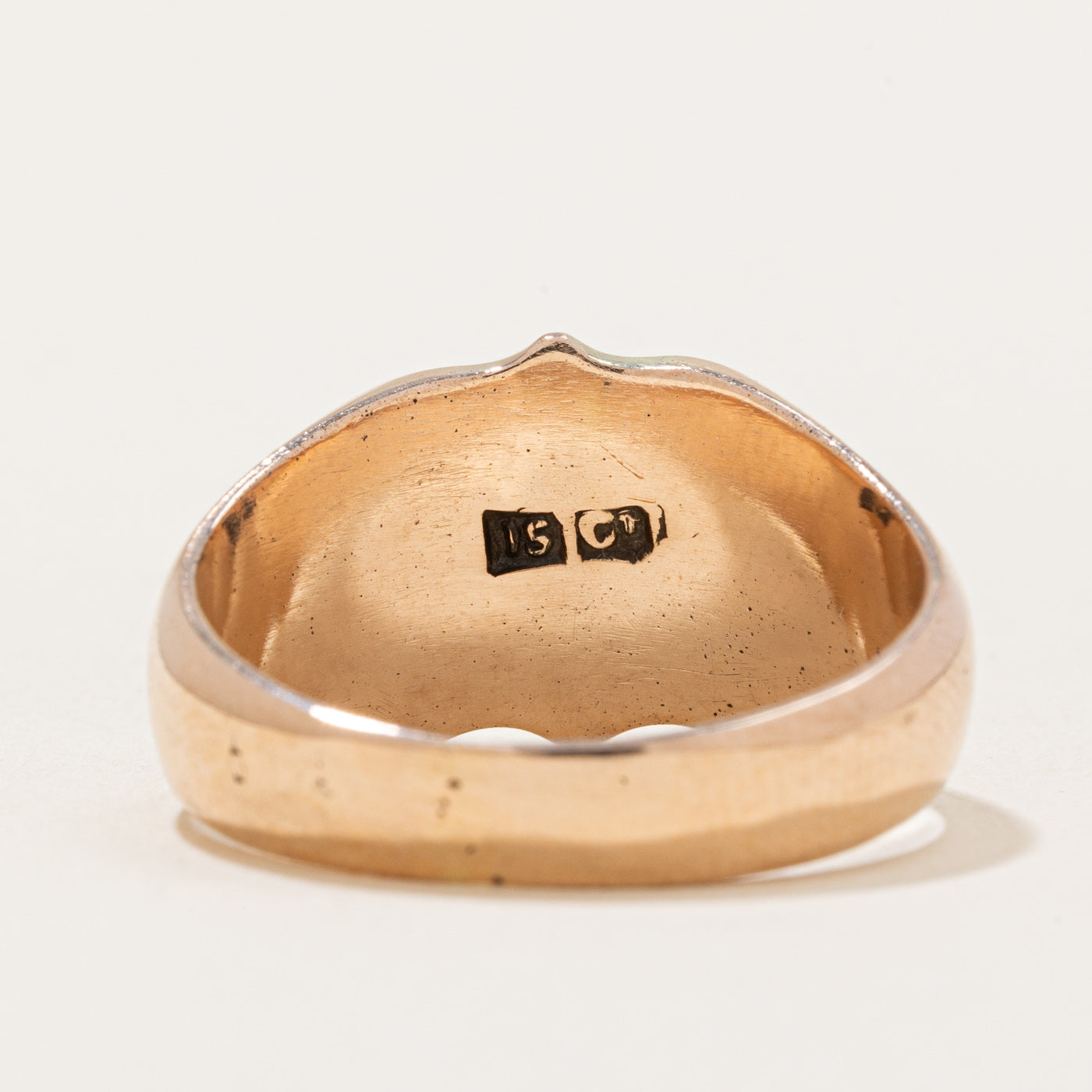 15k Yellow Gold 'EMK' Signet Ring | SZ 9.25 |