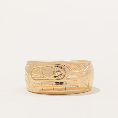 14k Yellow Gold Indigenous Art Band | SZ 10 |