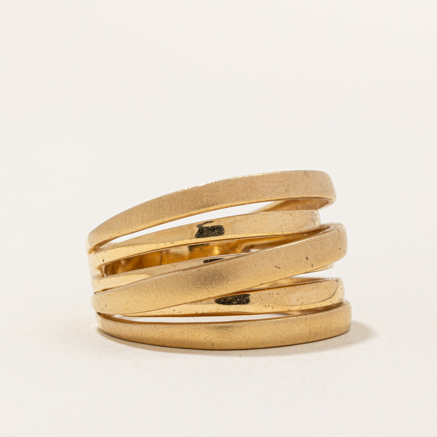 Italian 18k Yellow Gold Overlapping Ring | SZ 9 |