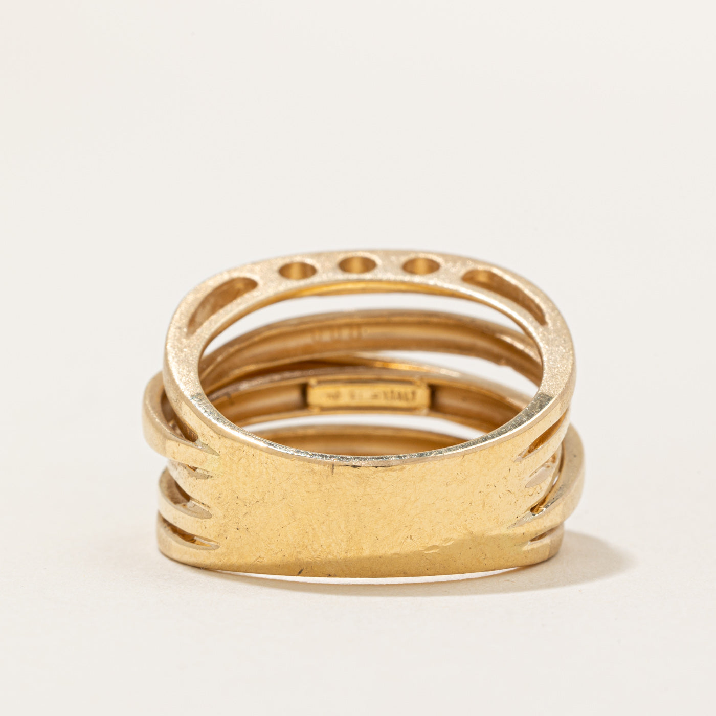 Italian 18k Yellow Gold Overlapping Ring | SZ 9 |