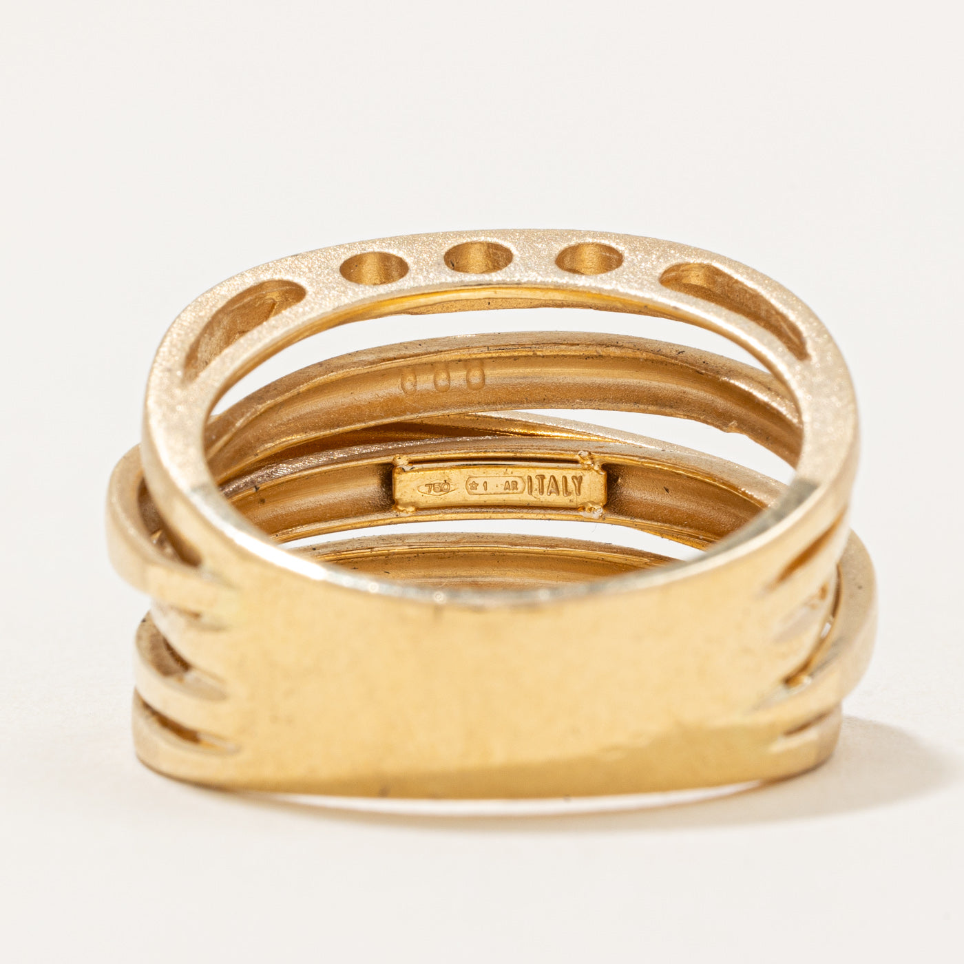 Italian 18k Yellow Gold Overlapping Ring | SZ 9 |