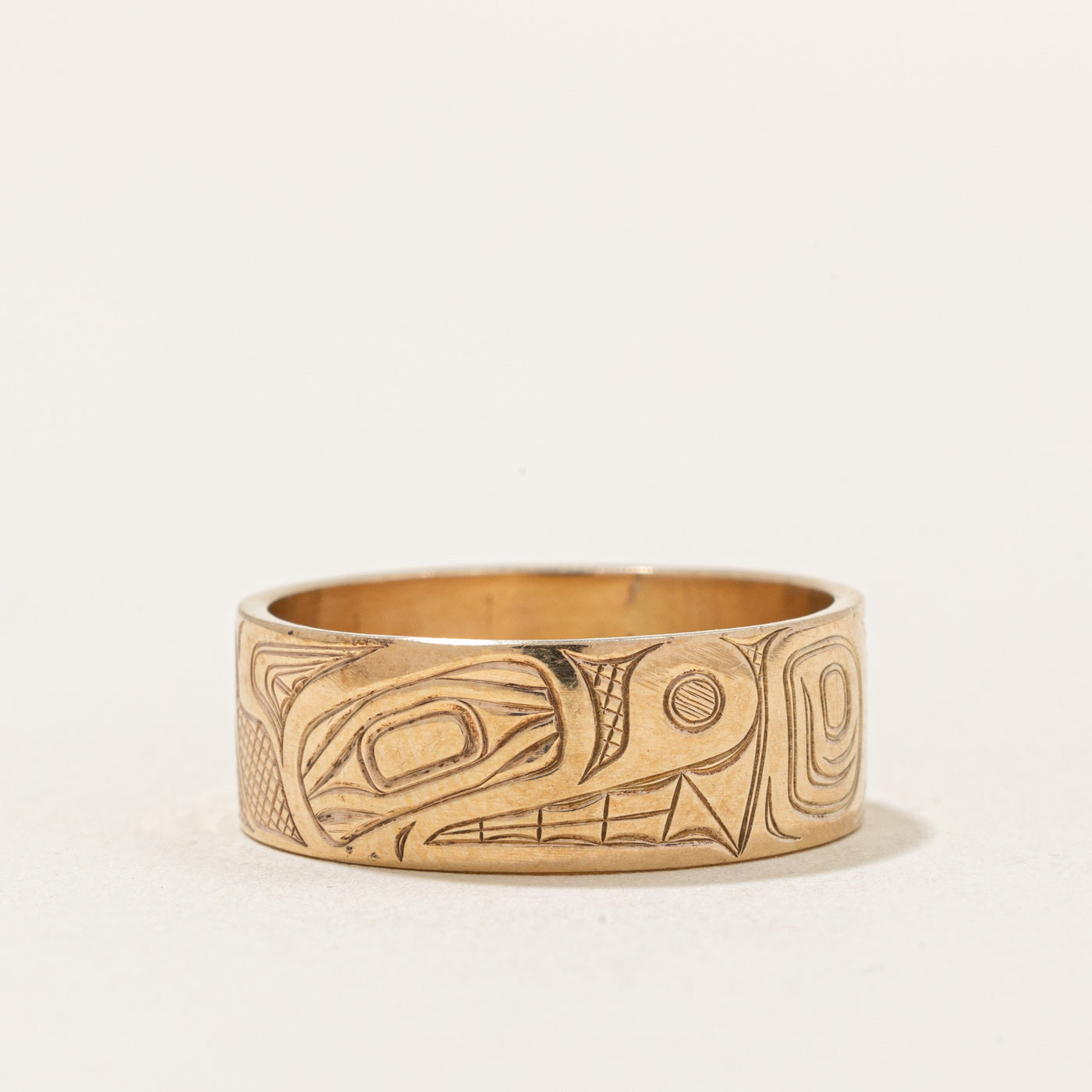 'David Neel' 14k Yellow Gold Indigenous Art Band | SZ 7.5 |