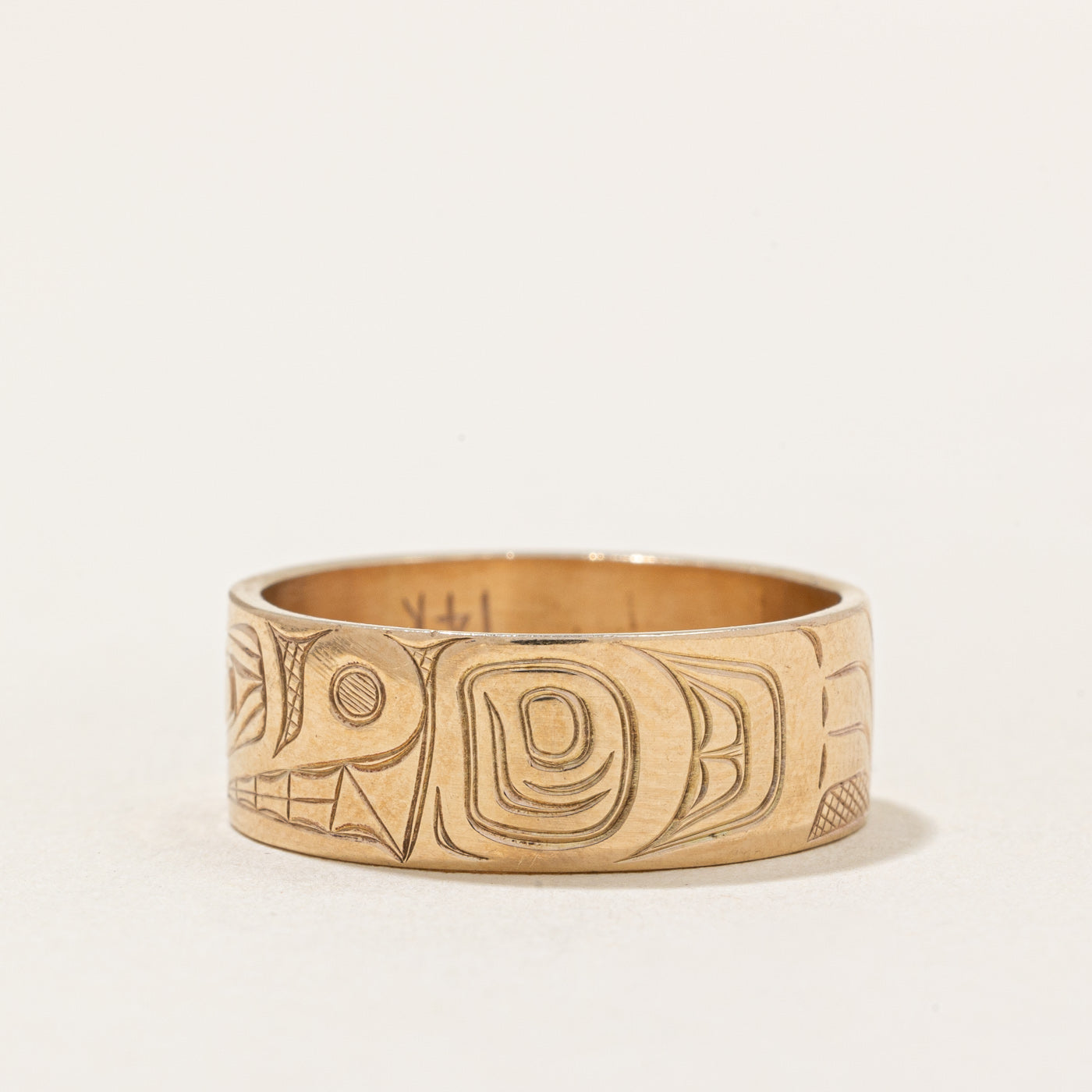 'David Neel' 14k Yellow Gold Indigenous Art Band | SZ 7.5 |