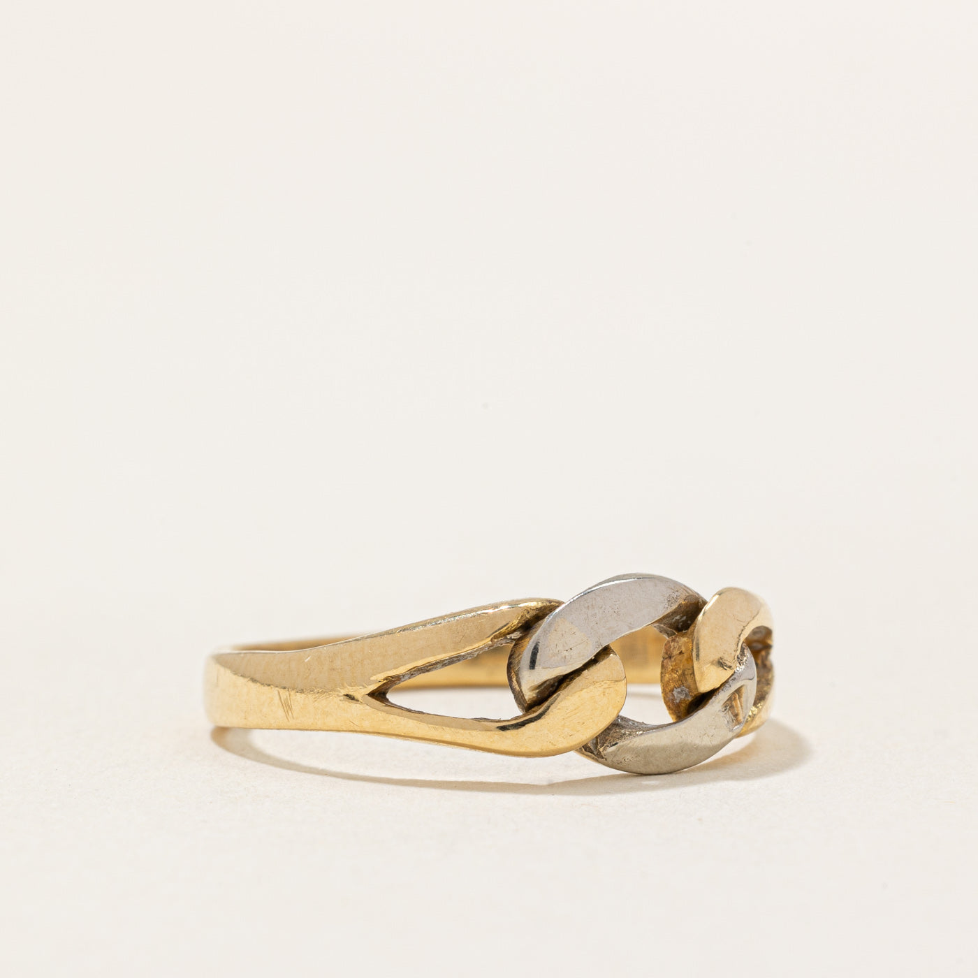 Bague égyptienne à maillons en or bicolore 18 carats | Taille 8,75 | 