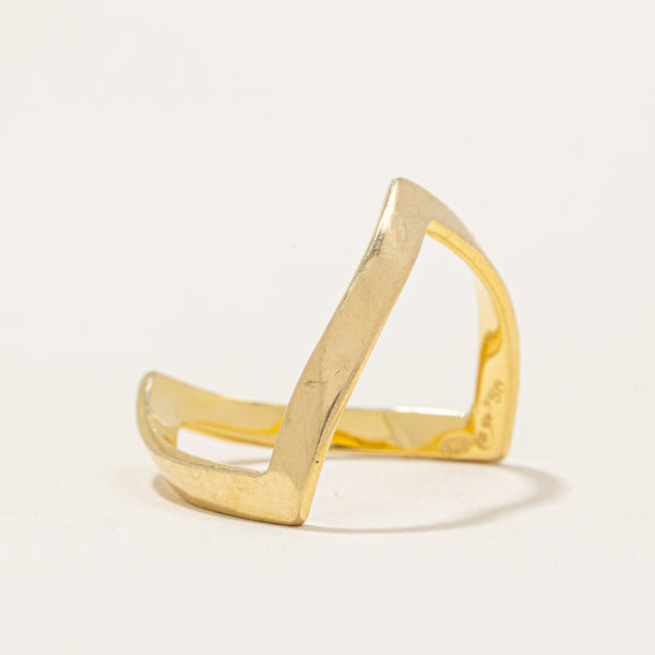 18k Yellow Gold Chevron Ring | SZ 8.5 |