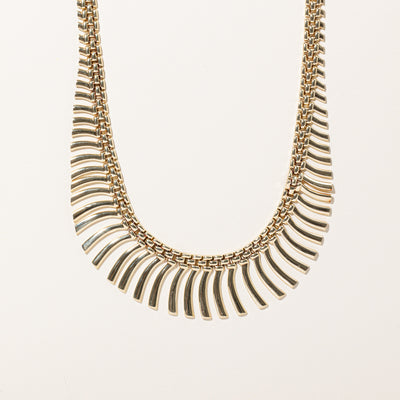 14k Yellow Gold Panther Link Fishbone Style Necklace | 16