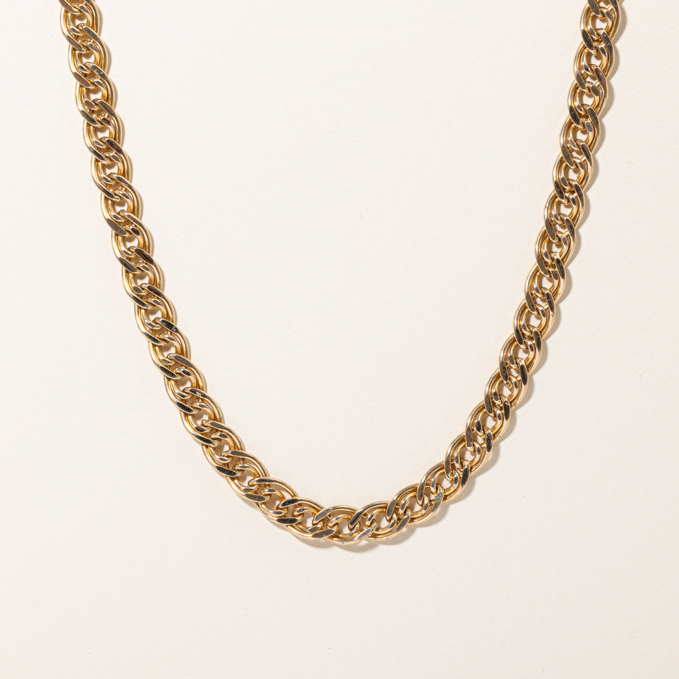 Chaîne à maillons gourmette double en or jaune 14 carats | 18" | 