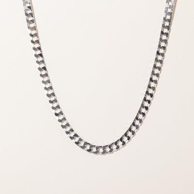 10k White Gold Curb Link Chain | 22
